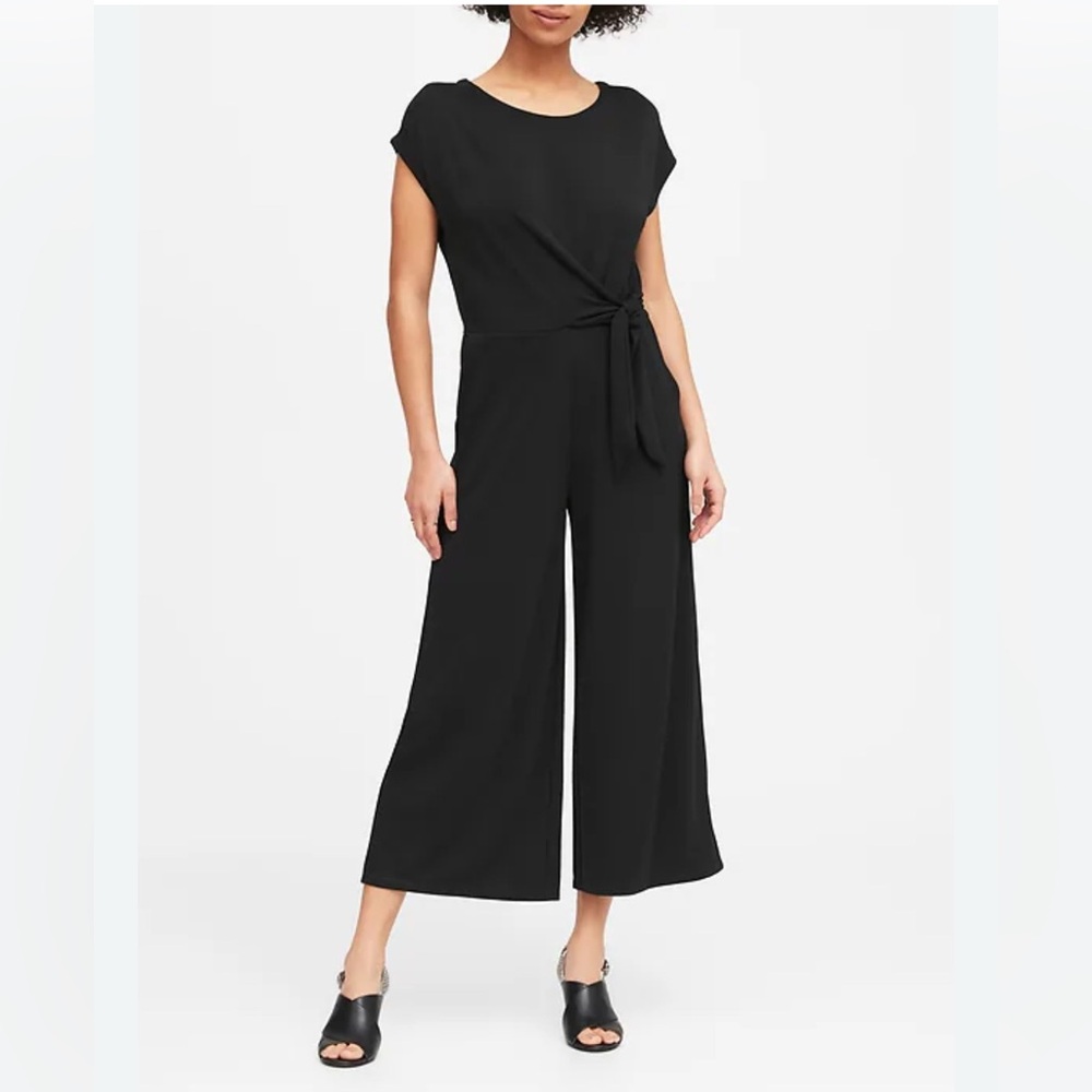 Banana Republic Black Wide-Leg Jumpsuit with Cap Sleeves